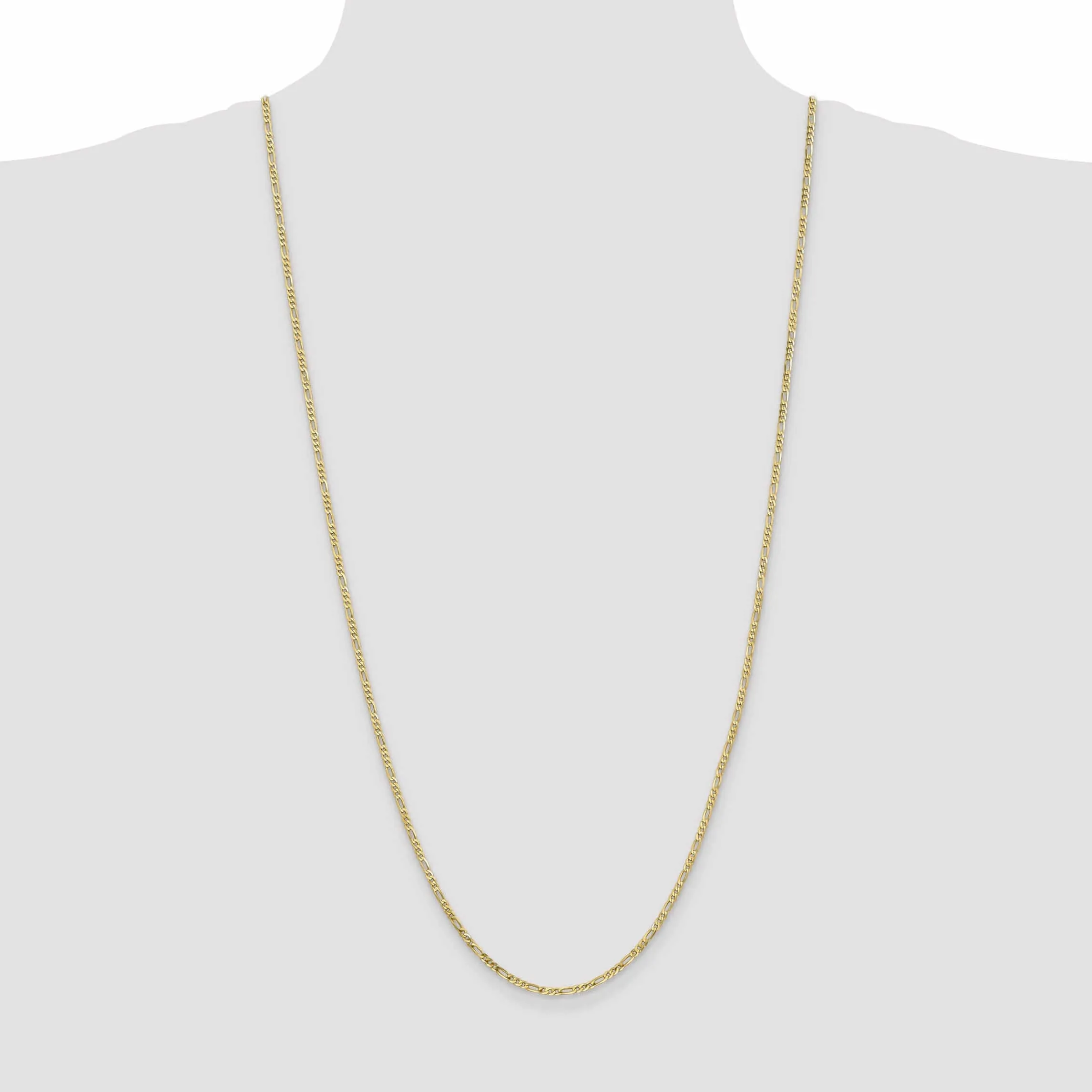 10k Yellow Gold 2.2MM Figaro Link Chain