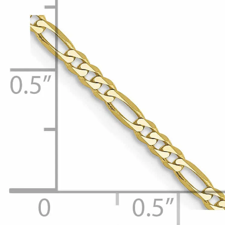 10k Yellow Gold 2.2MM Figaro Link Chain