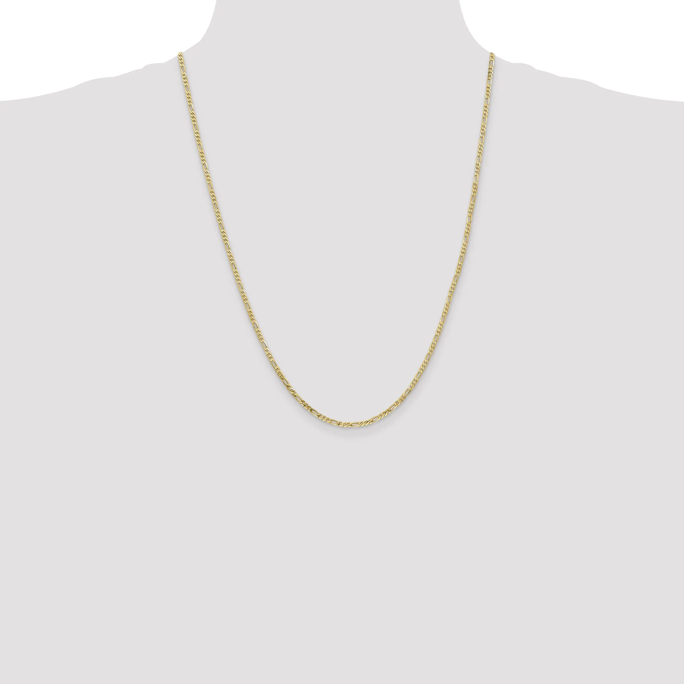 10k Yellow Gold 2.2MM Figaro Link Chain