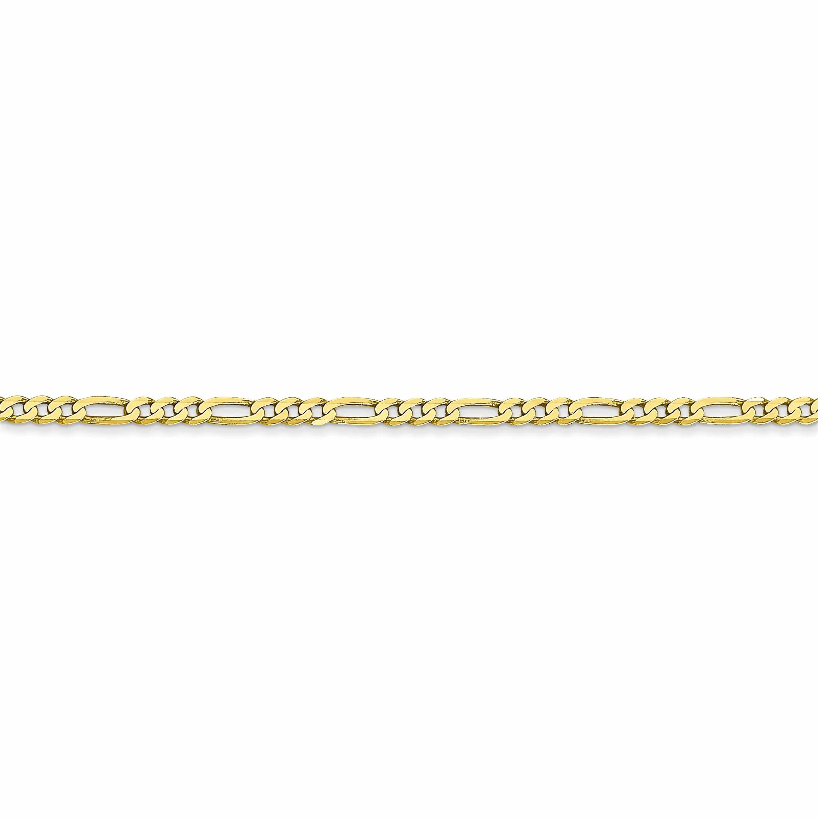 10k Yellow Gold 2.2MM Figaro Link Chain