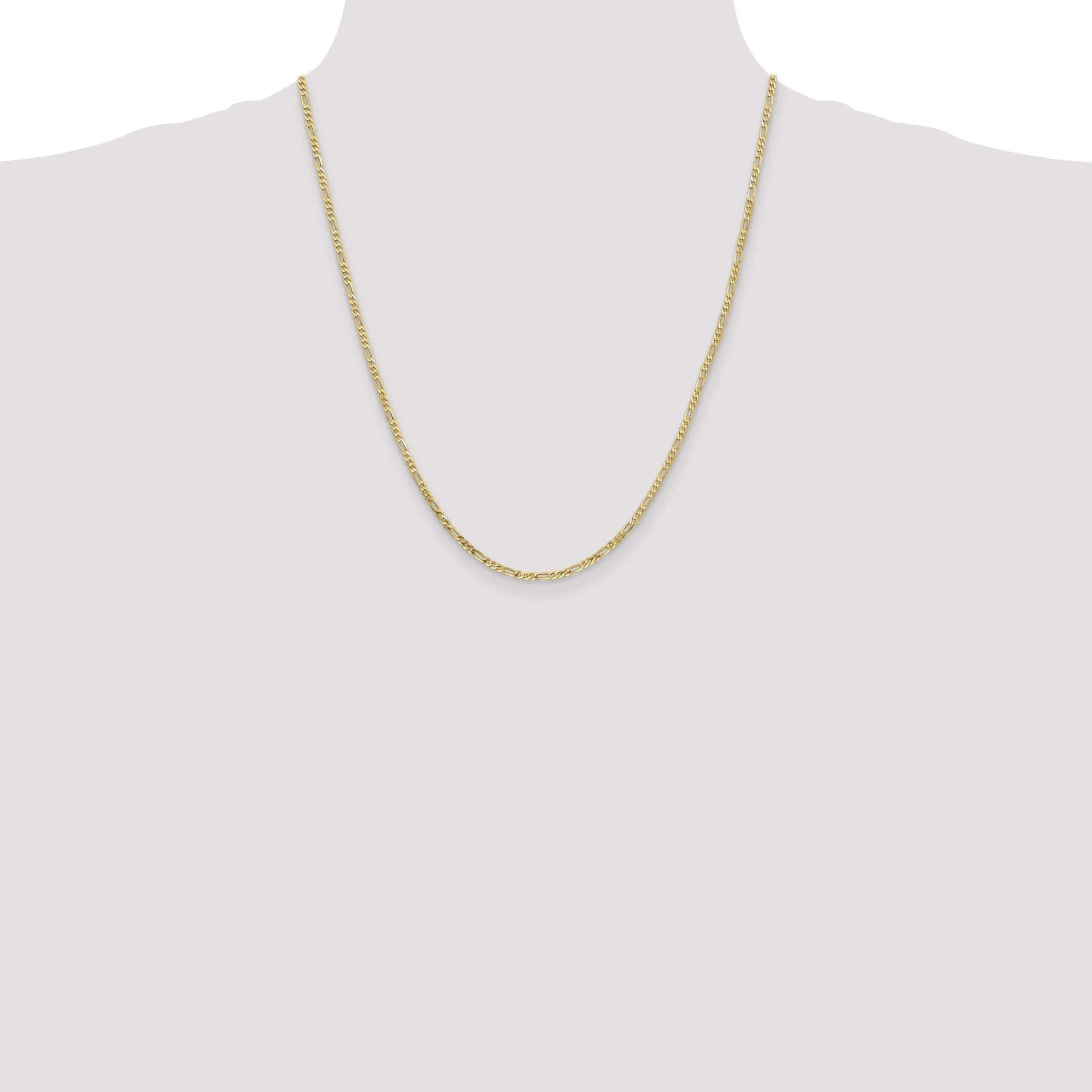 10k Yellow Gold 2.2MM Figaro Link Chain