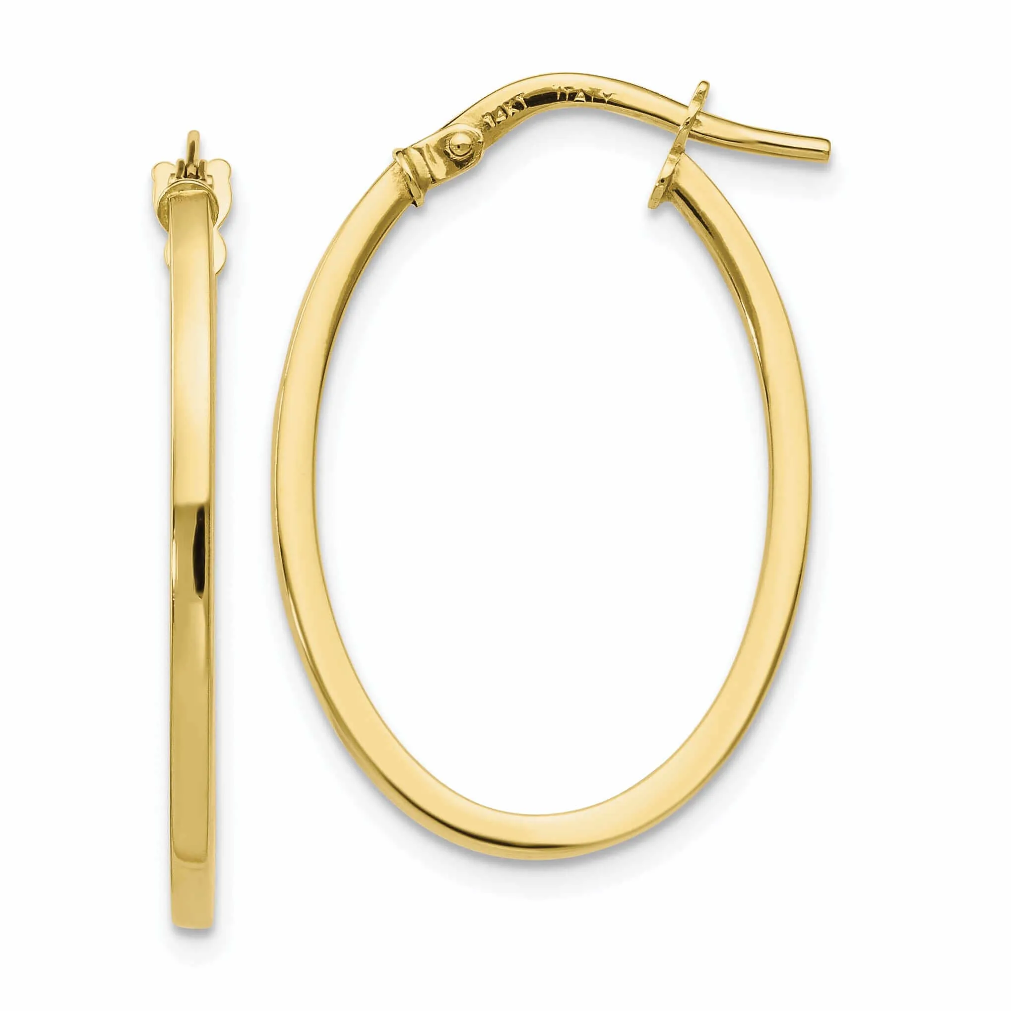 10k Yellow Gold Polished Oval Hoop Earrings