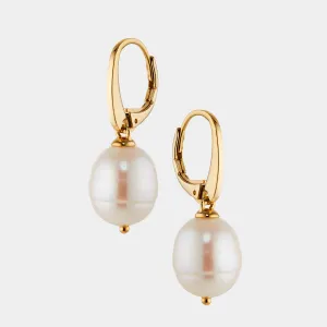 10MM GENUINE FRESHWATER PEARL LEVERBACK EARRINGS