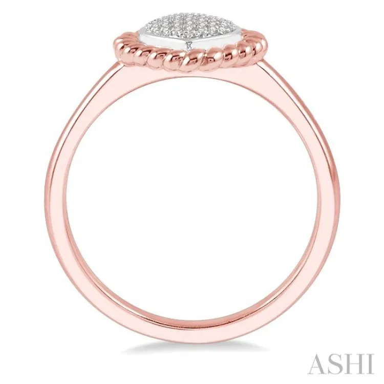 1/20 ct Heart Shape Twisted Rim Round Cut Diamond Ring in 10K Rose Gold