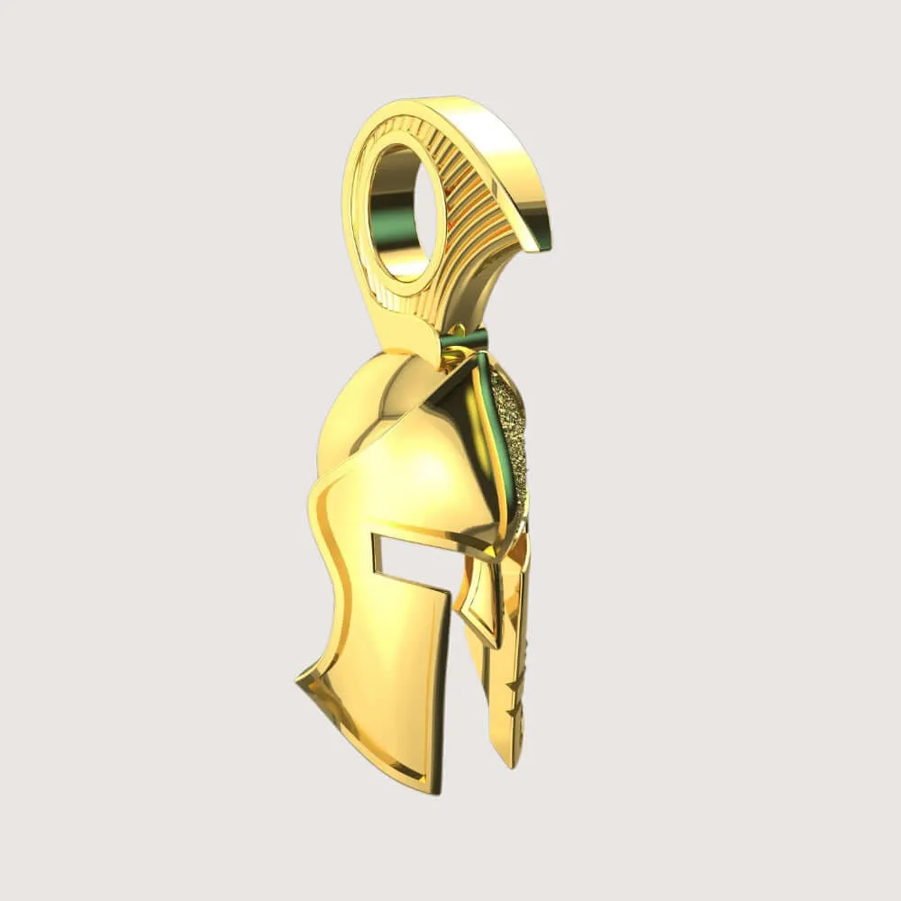 14k Gold Heroic Spartan Helmet Pendant