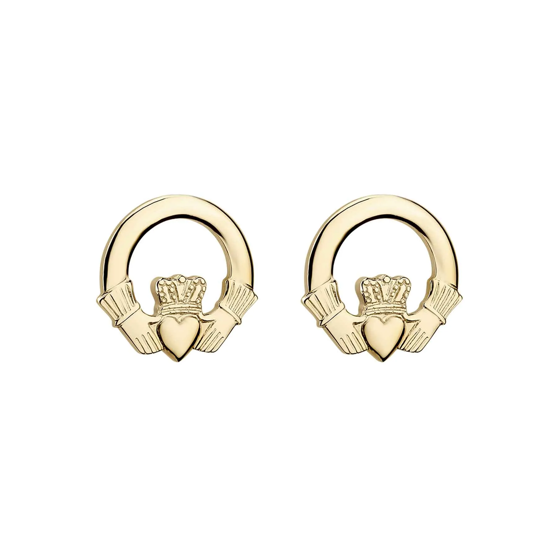 14K Gold Small Claddagh Stud Earrings