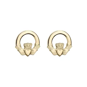 14K Gold Small Claddagh Stud Earrings