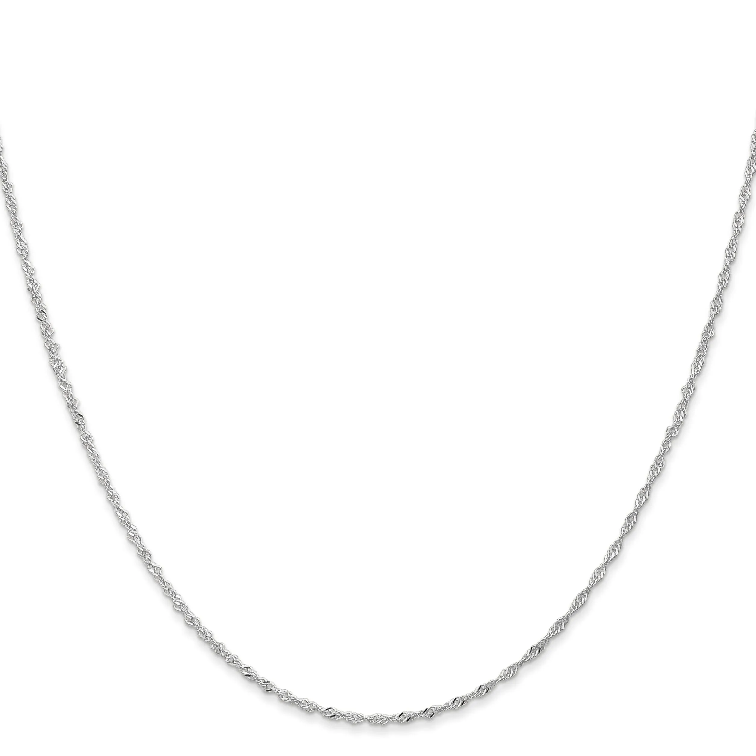 14K White Gold 1 mm Singapore Chain