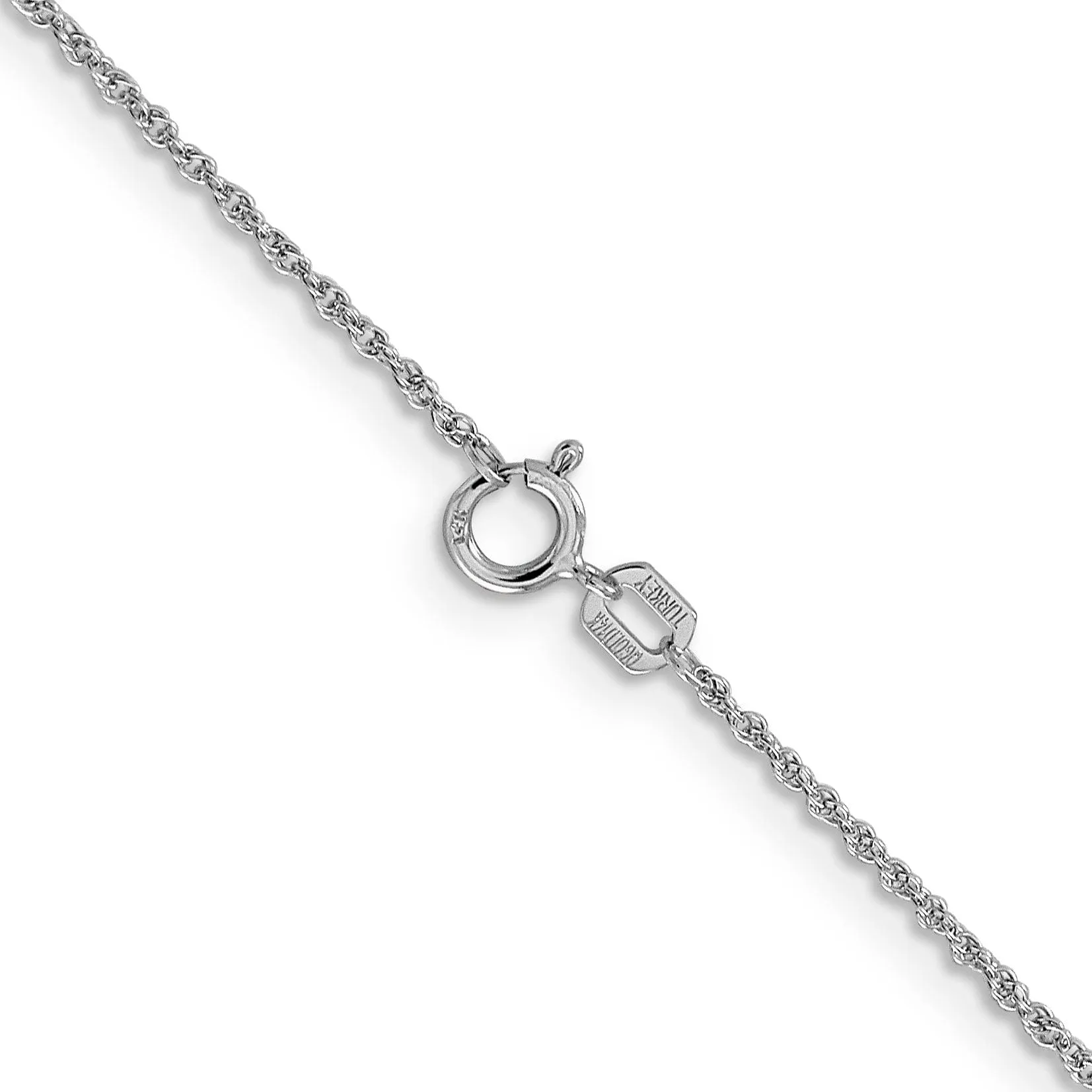 14k White Gold 1.10mm Baby Rope Chain