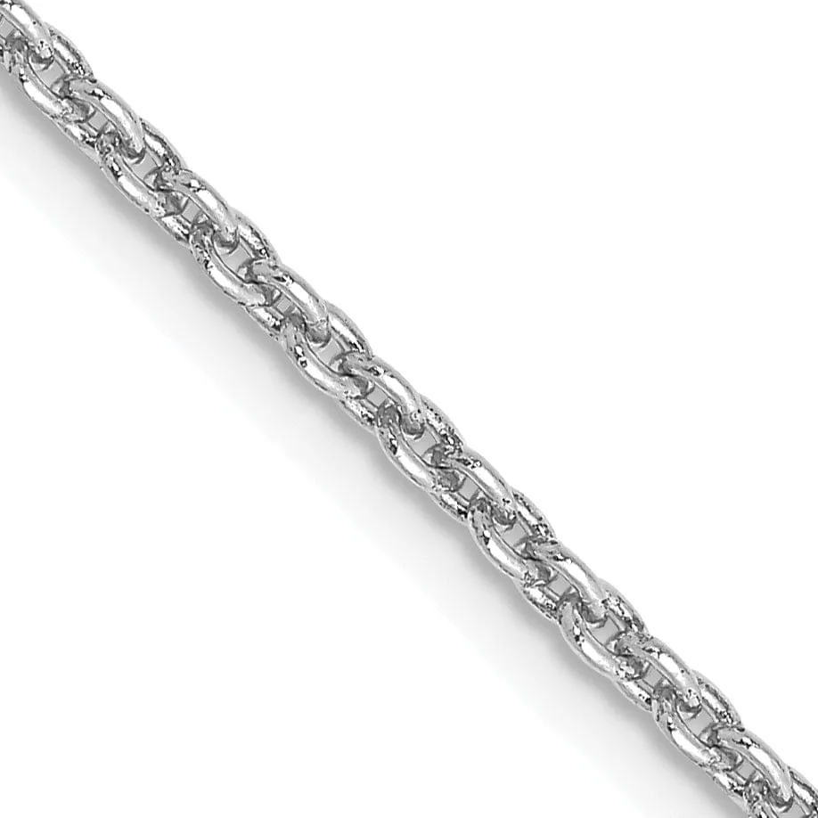 14k White Gold 2.00mm Round Link Cable Chain