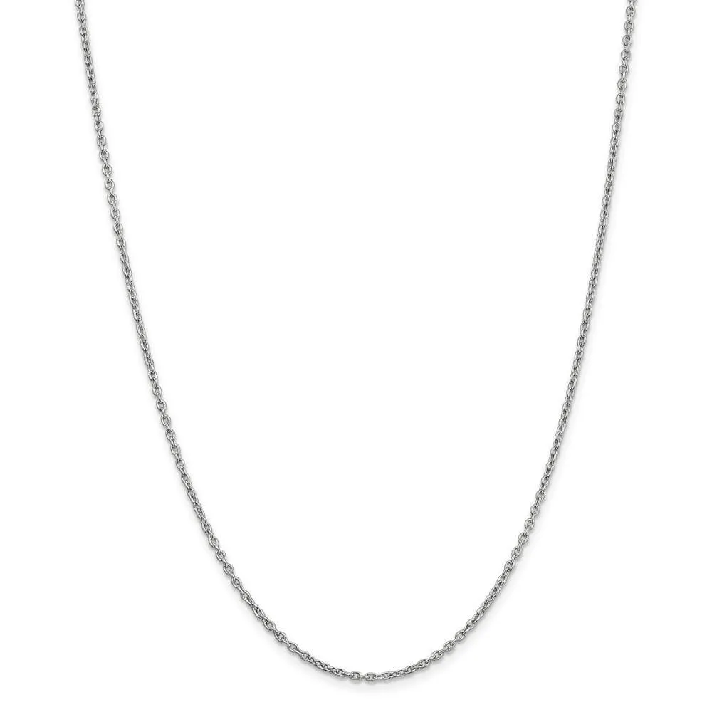 14k White Gold 2.00mm Round Link Cable Chain