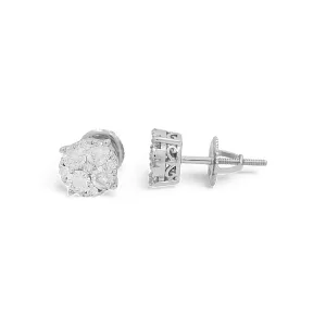 14K White Gold Earrings with Round Diamonds