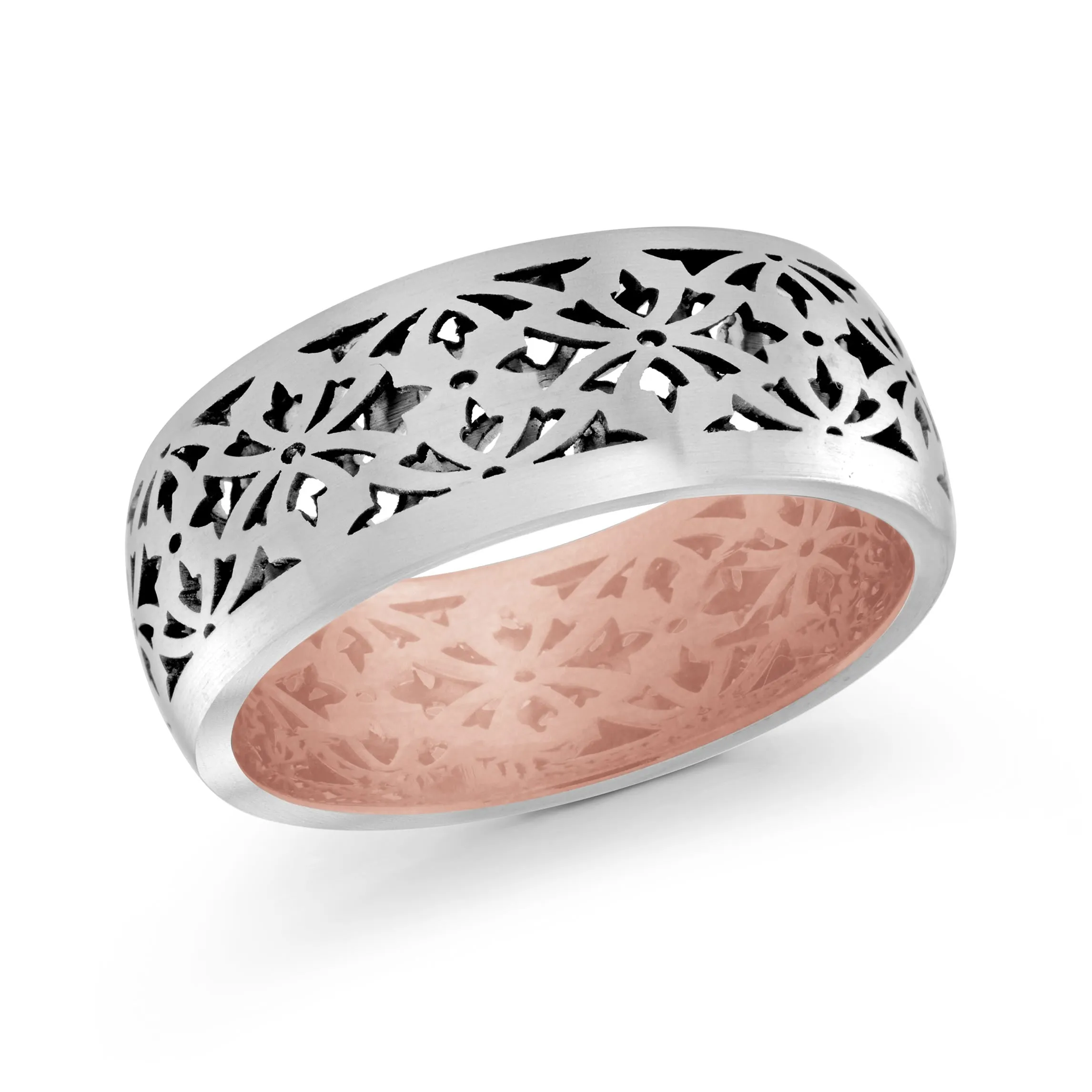 14K White Gold with Pink Highlights and 14K Rose Gold Ring from the Precision Collection by Malo - FJM-018-8WZP