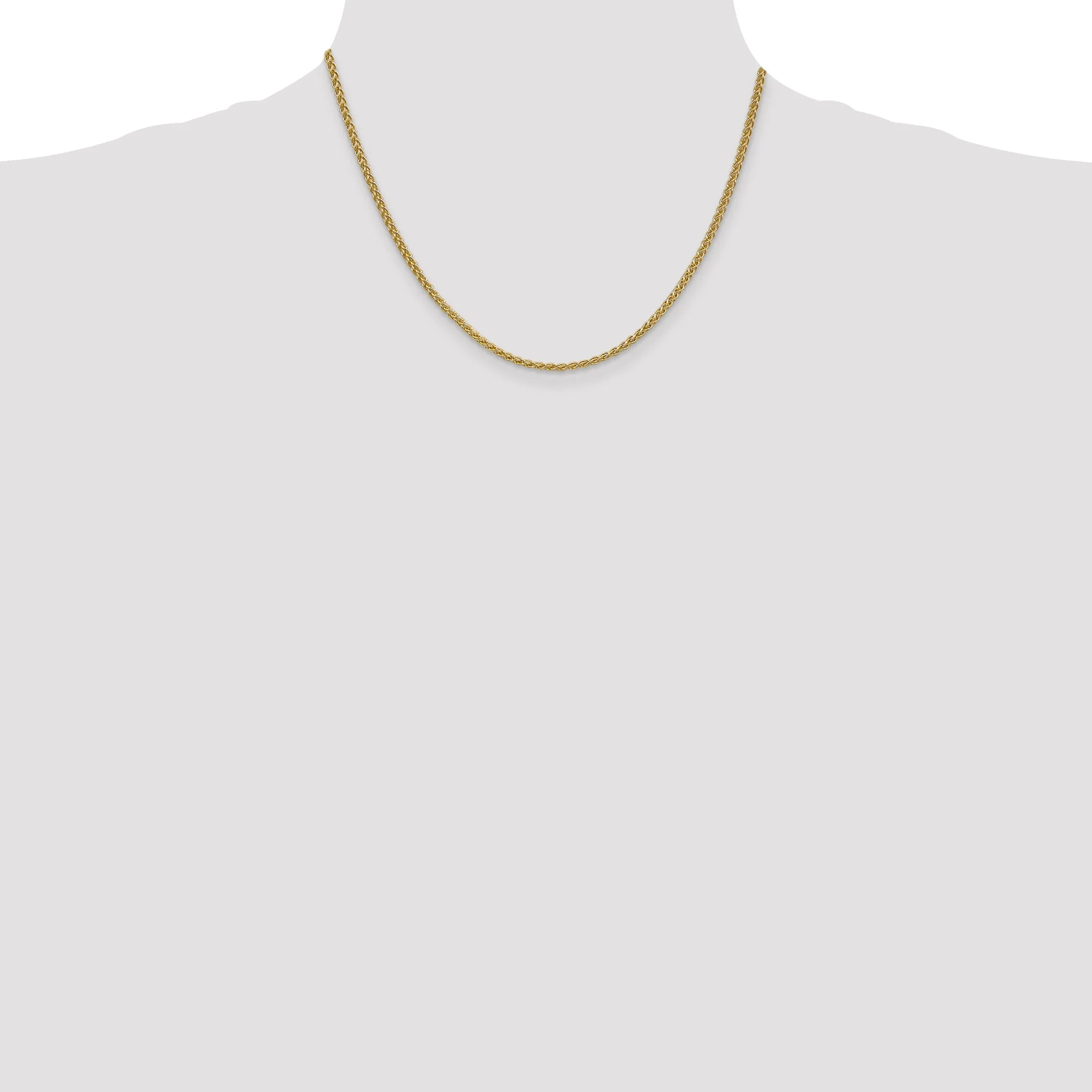 14k Yellow Gold 2.00m Solid Polished Spiga Chain