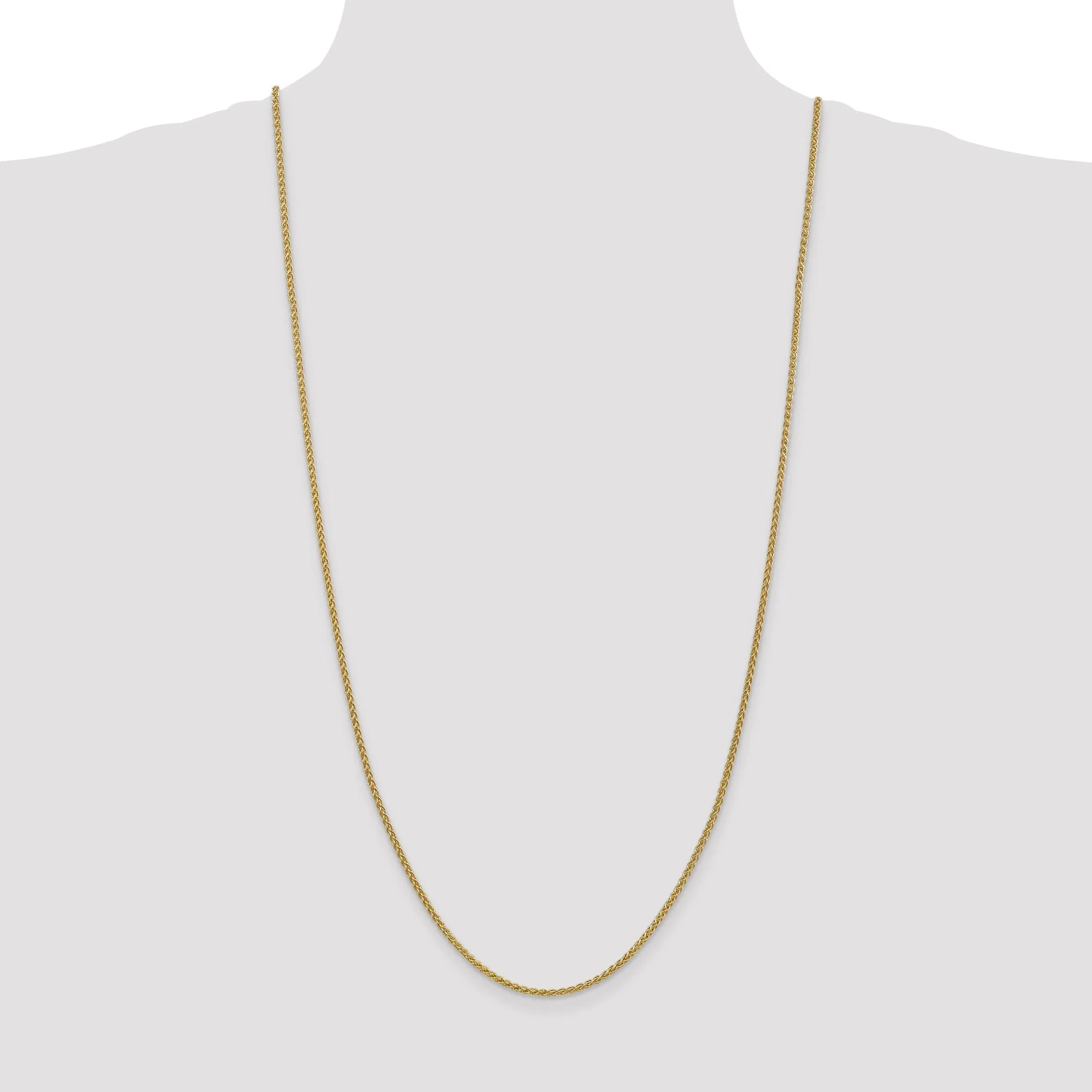 14k Yellow Gold 2.00m Solid Polished Spiga Chain