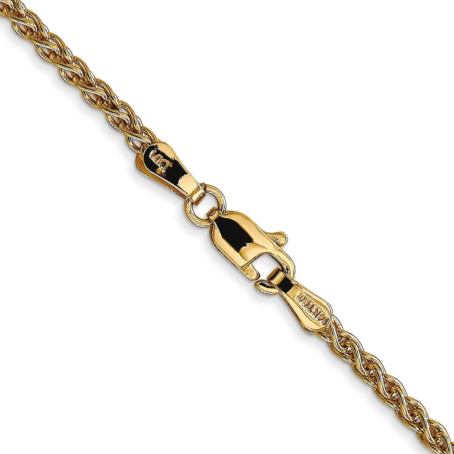 14k Yellow Gold 2.00m Solid Polished Spiga Chain