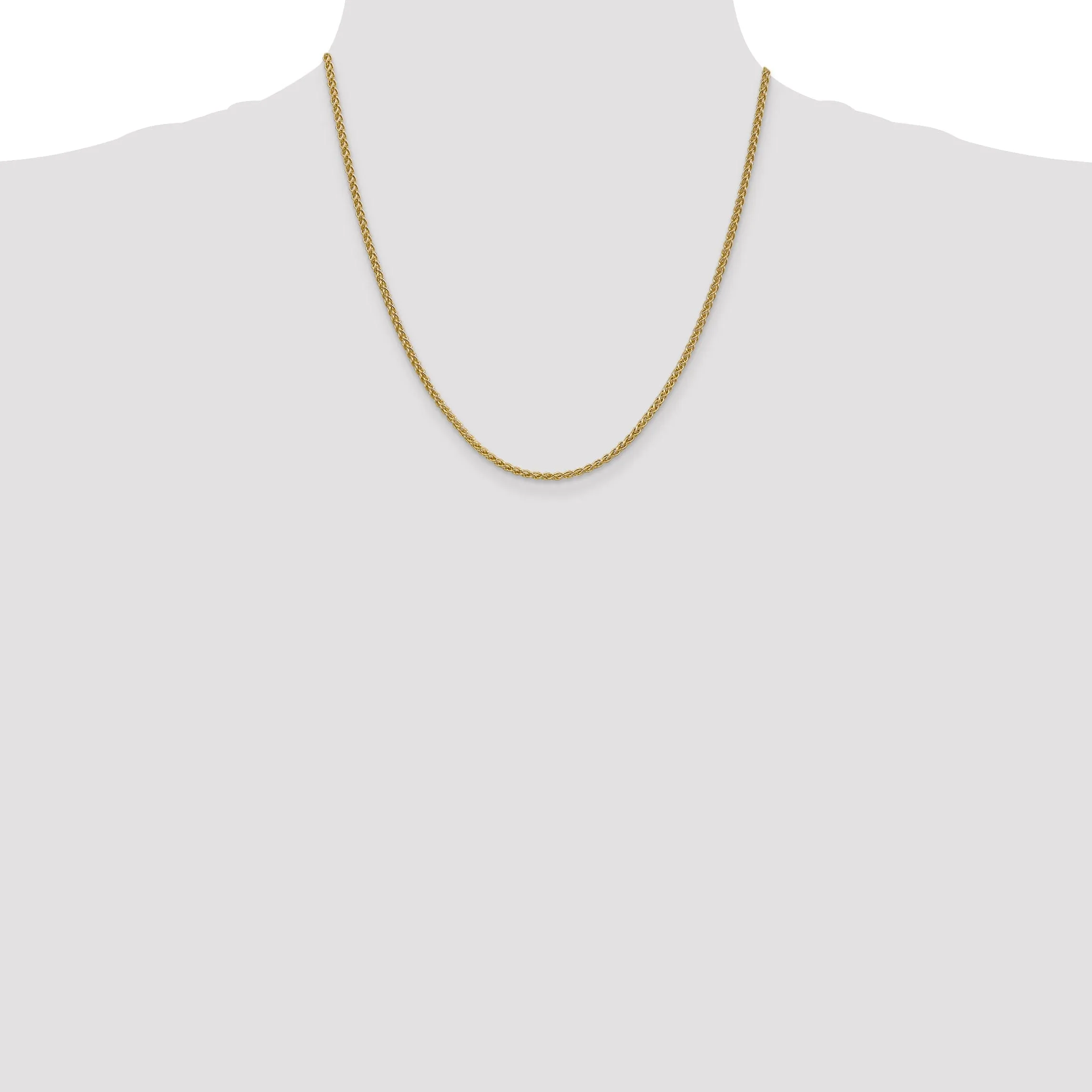 14k Yellow Gold 2.00m Solid Polished Spiga Chain