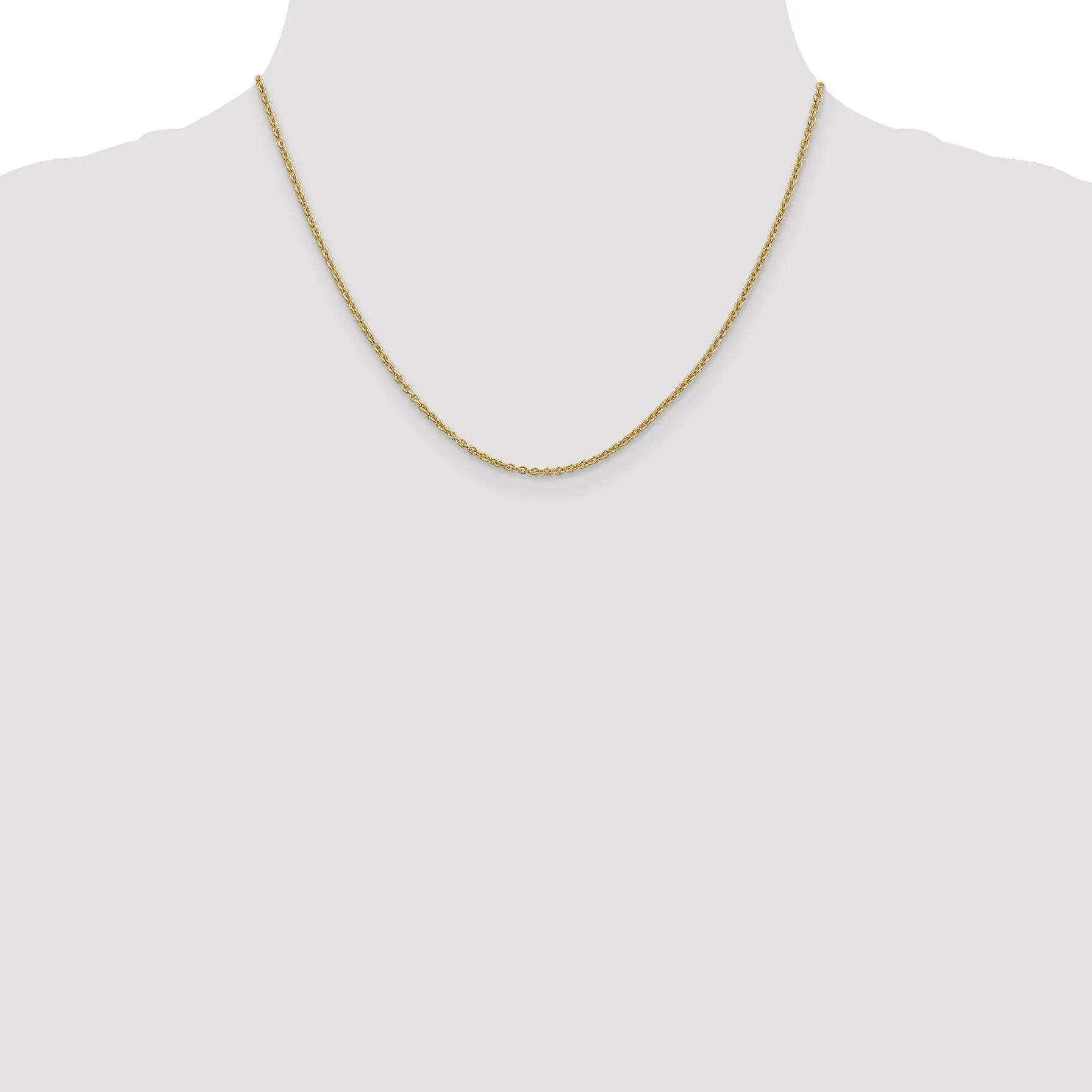 14k Yellow Gold 2mm Solid Polished Cable Chain