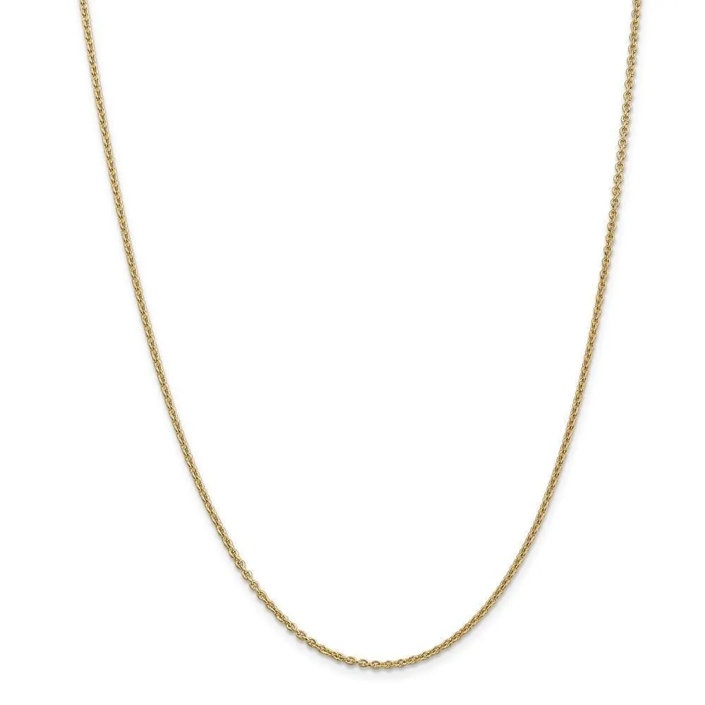 14k Yellow Gold 2mm Solid Polished Cable Chain