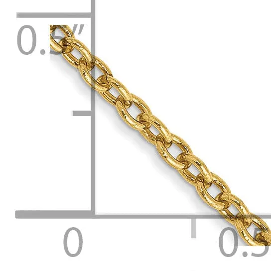 14k Yellow Gold 2mm Solid Polished Cable Chain