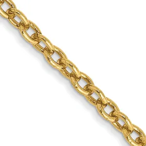 14k Yellow Gold 2mm Solid Polished Cable Chain