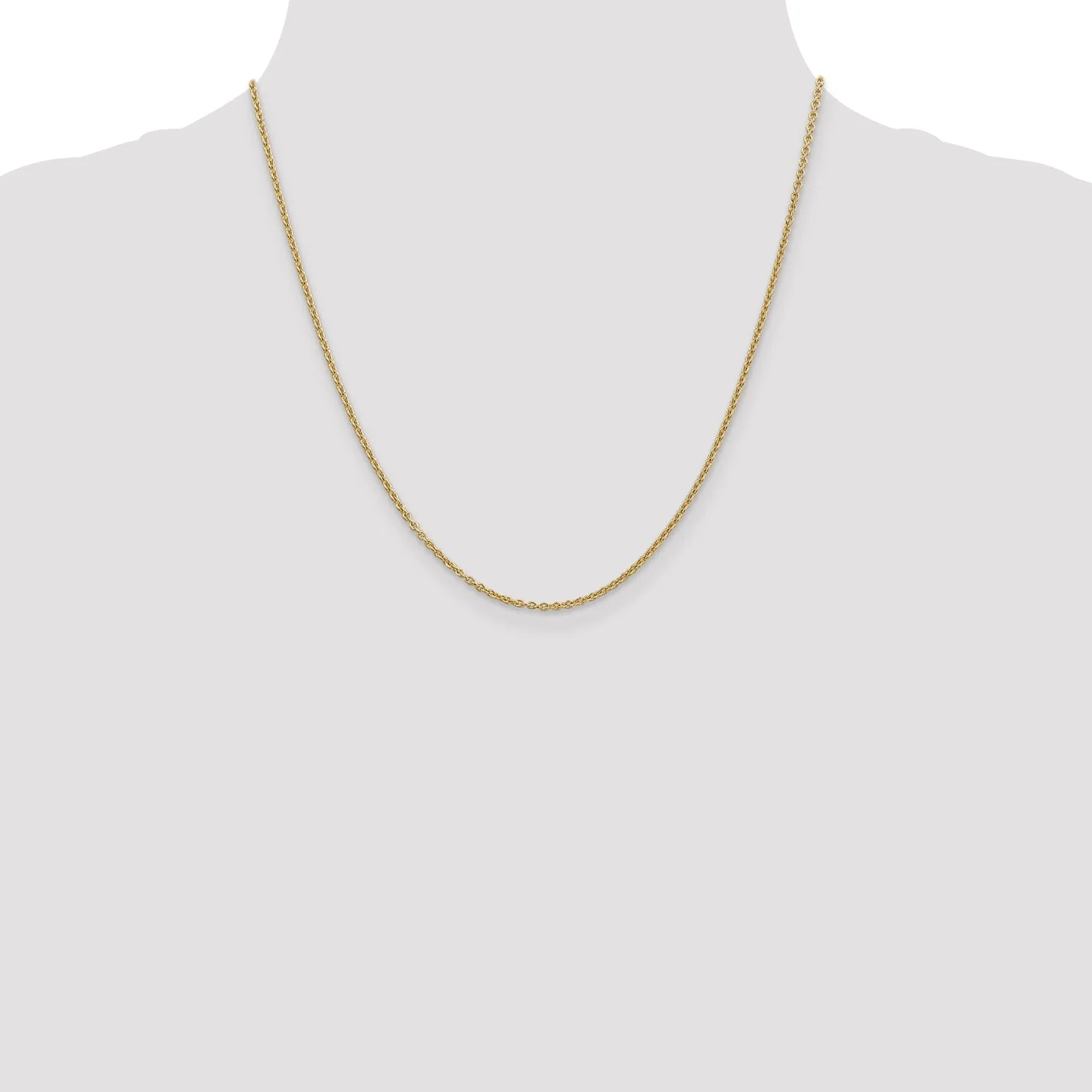 14k Yellow Gold 2mm Solid Polished Cable Chain