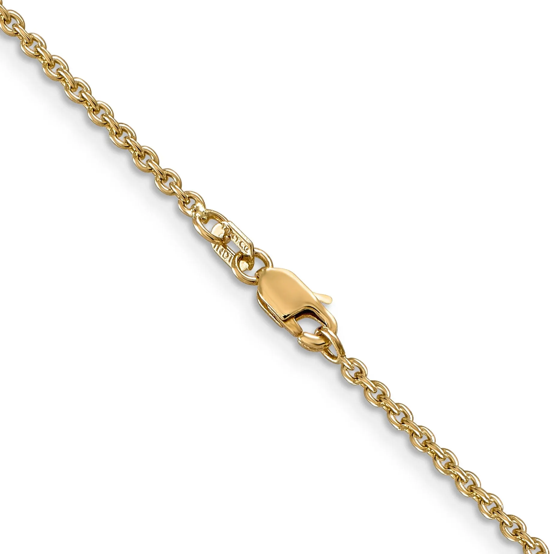 14k Yellow Gold 2mm Solid Polished Cable Chain