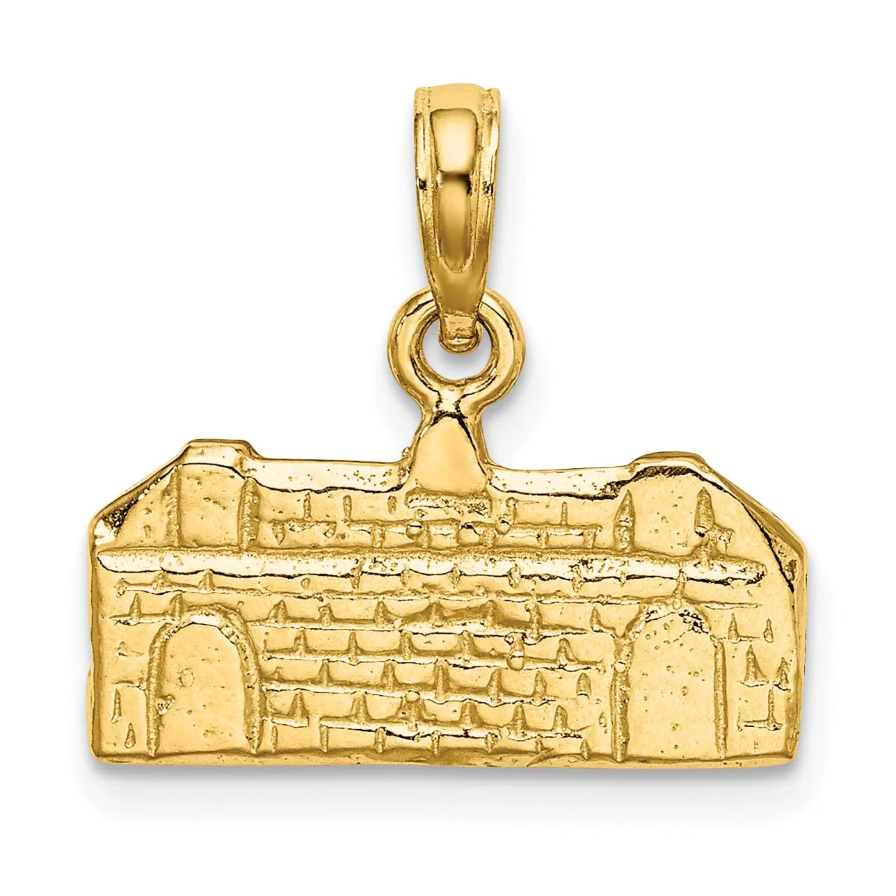 14K Yellow Gold Textured Polished Finish 3-Dimensional WREN BUILDINGS in WILLIAMSBURG, Virginia Charm Pendant