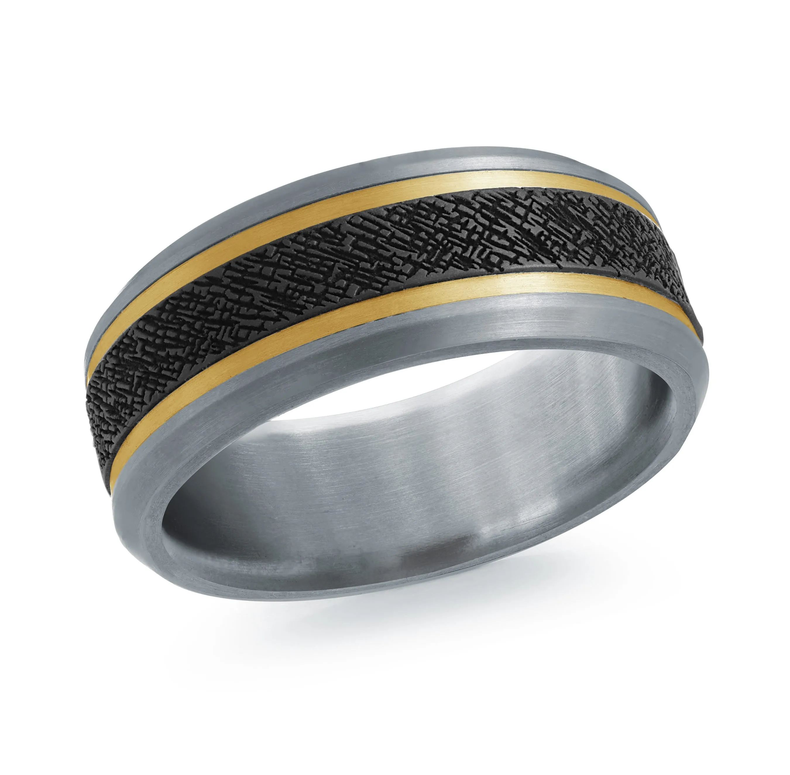 14K Yellow Gold with Carbon Fiber Ring from the Tantalum Collection by Malo - MRDTC-012-8YB