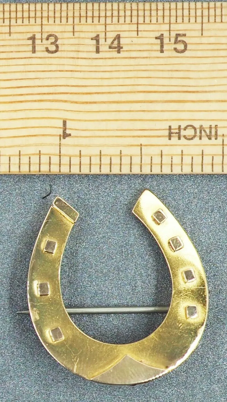 15ct Yellow Gold Horseshoe Brooch