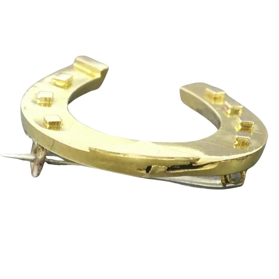 15ct Yellow Gold Horseshoe Brooch