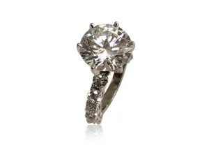 6 Carat Round CZ Engagement Ring with .25 Sides Each