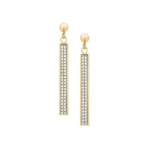 9ct Yellow Gold Zirconia Bar Drop Earrings ES565