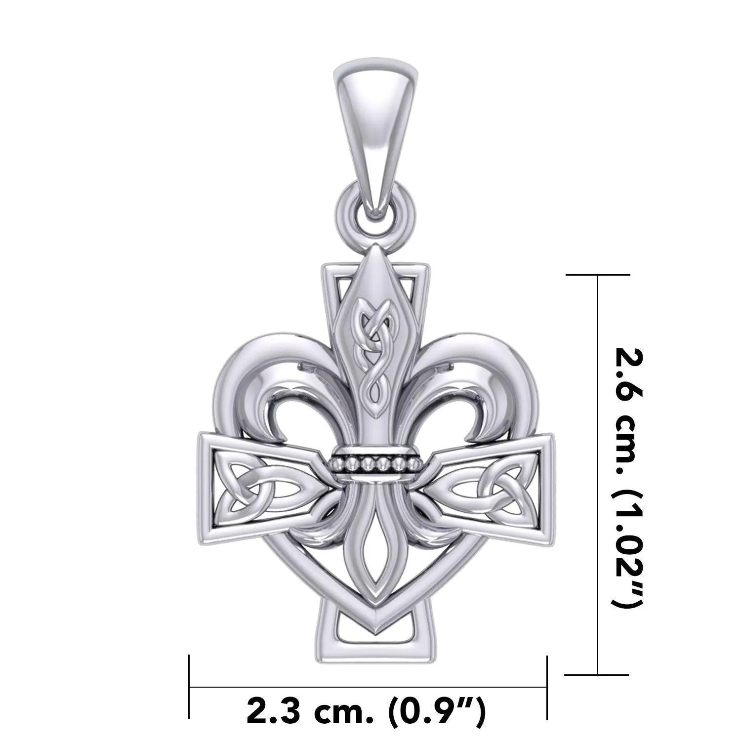 A powerful combination of Celtic elements ~ Sterling Silver Jewelry Pendant in Fleur-de-Lis and Celtic Cross TPD6068