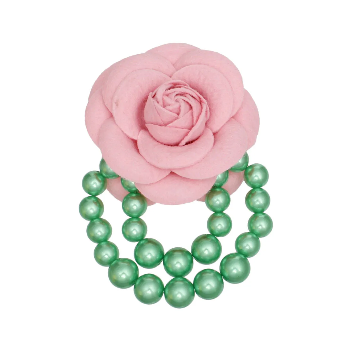 AKA Sorority Pink Flower Draped Pearls Brooch