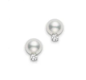 Akoya Pearl and Diamond Stud Earrings