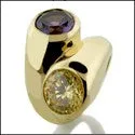 Anniversary Canary Ct Amethyst Bezel Cubic Zirconia Cz Ring