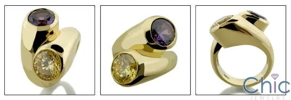 Anniversary Canary Ct Amethyst Bezel Cubic Zirconia Cz Ring