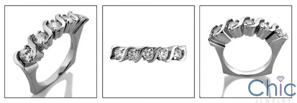 Anniversary Round 5 stone euro shank Cubic Zirconia Cz Ring