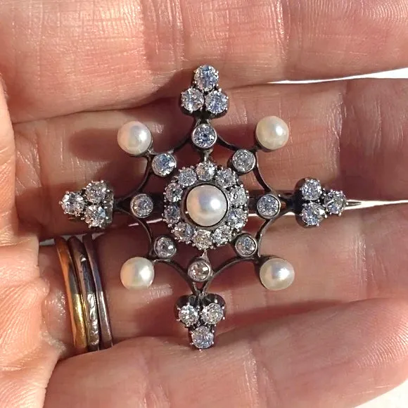 Antique Pearl & Diamond Pin/ Pendant