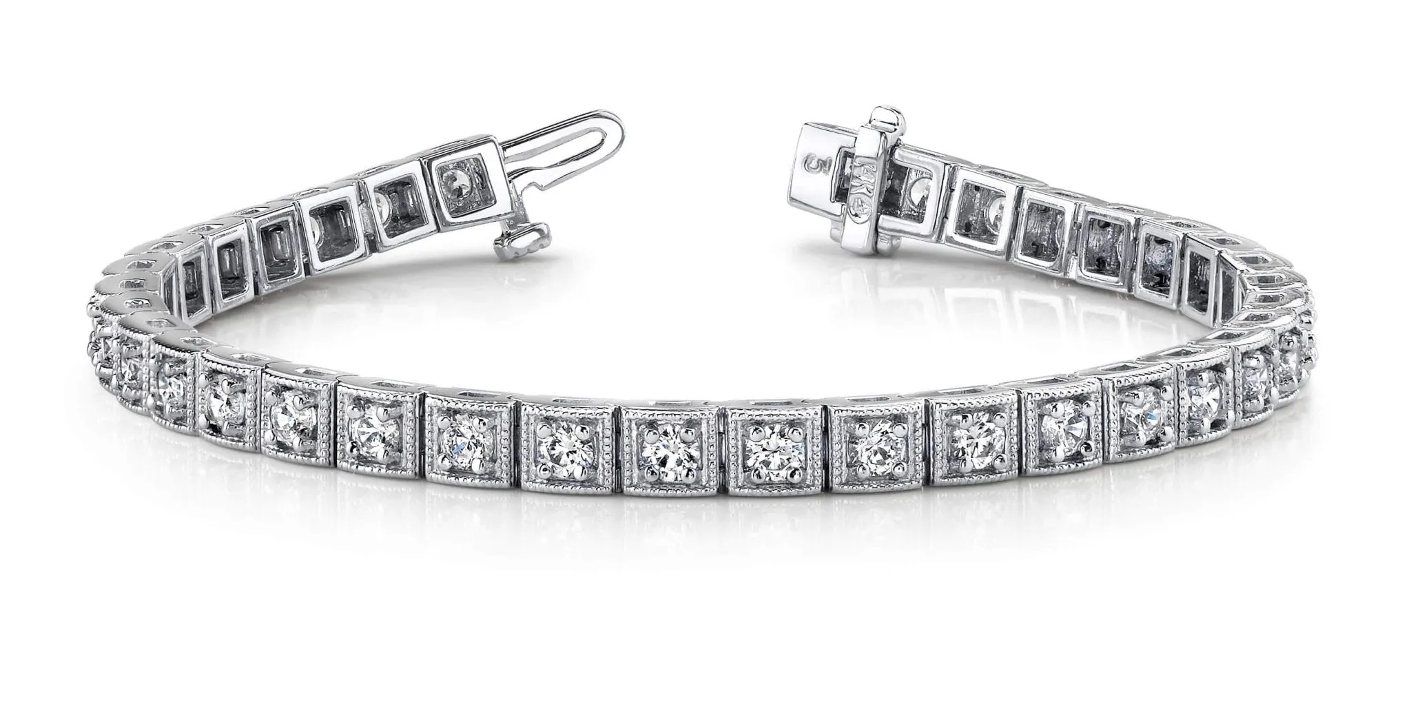 Antique Square Link Diamond Bracelet with 1.55 ct.(finished) 2.0mm