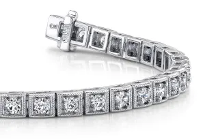 Antique Square Link Diamond Bracelet with 1.55 ct.(finished) 2.0mm