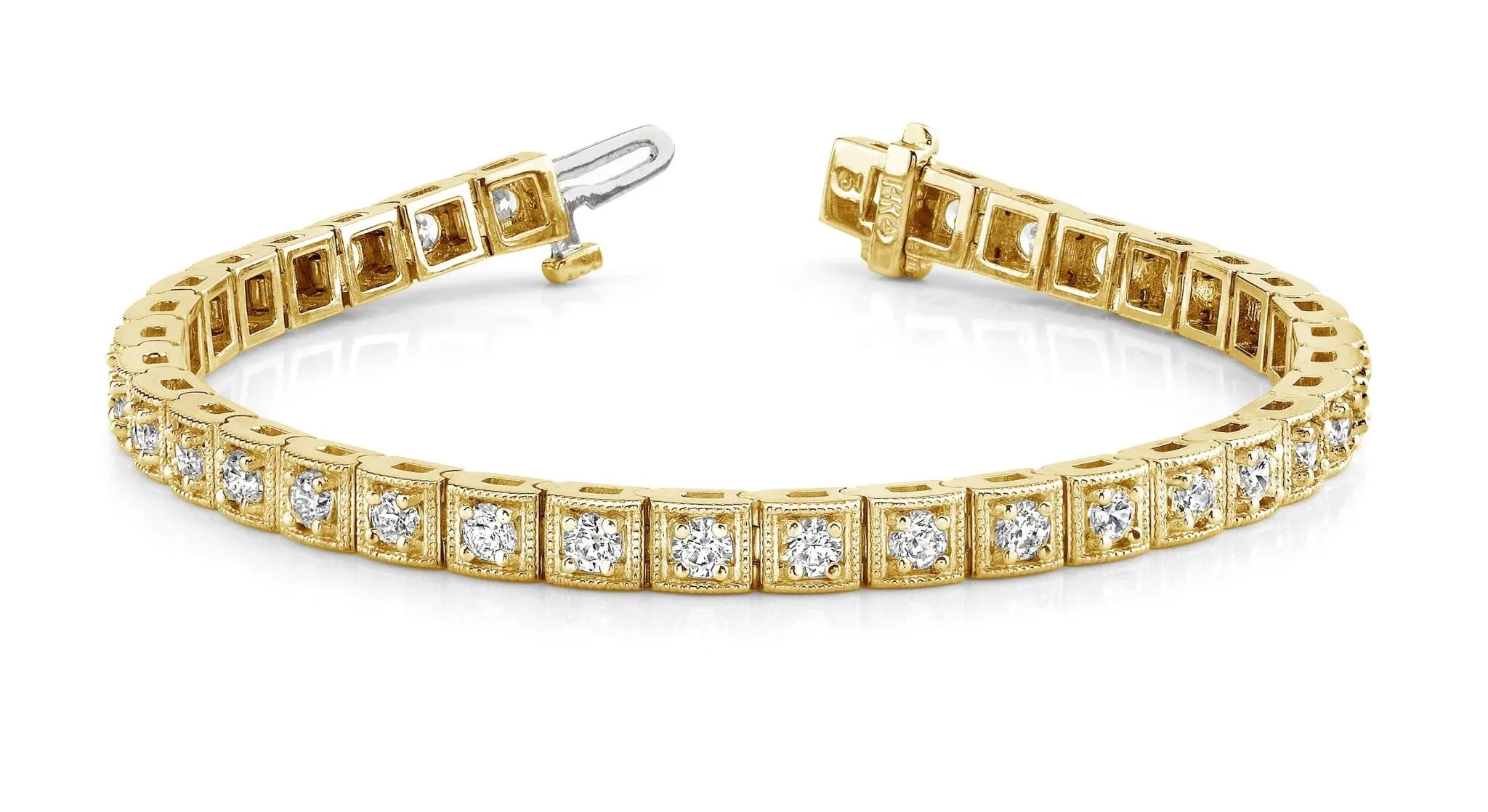 Antique Square Link Diamond Bracelet with 1.55 ct.(finished) 2.0mm