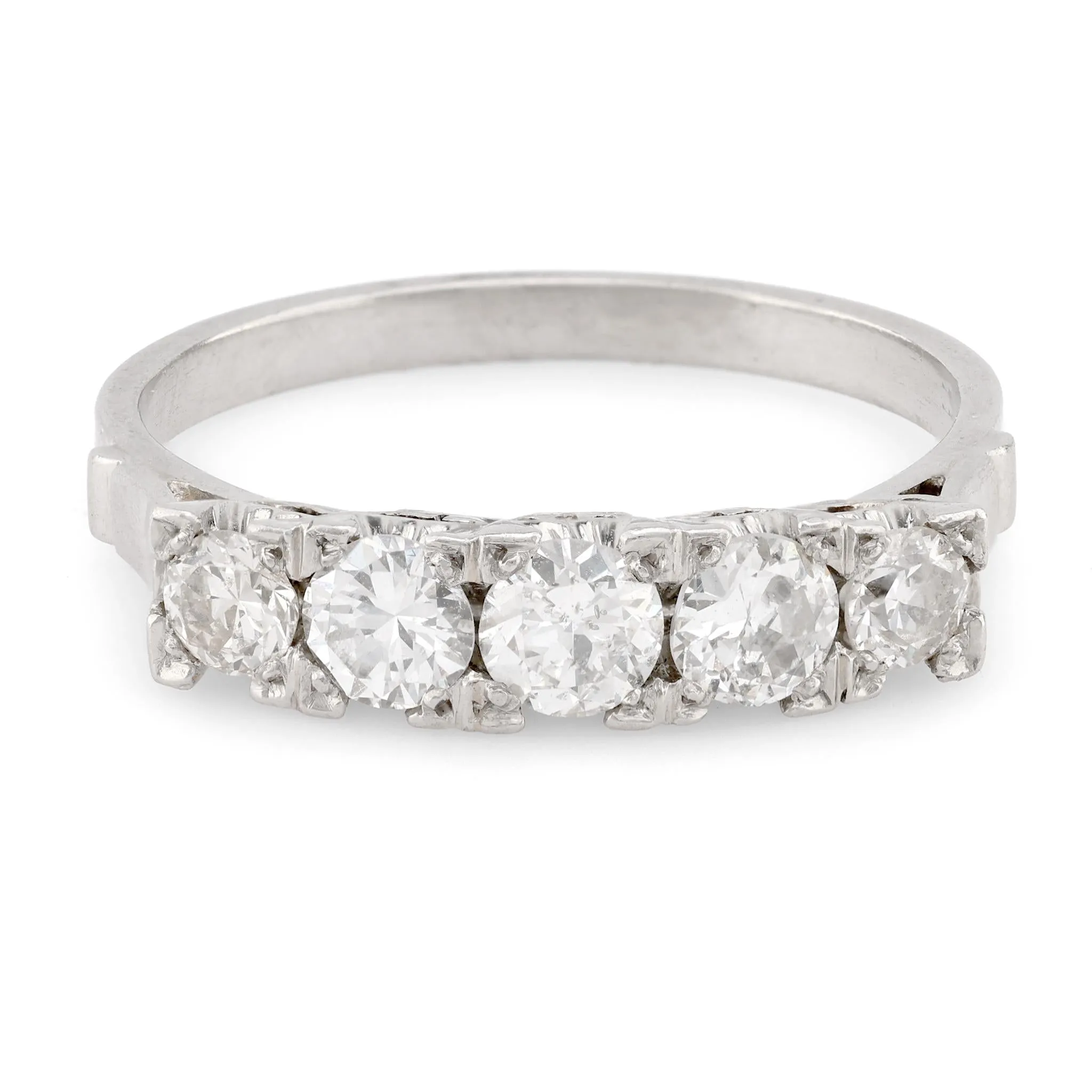 Art Deco Style Diamond Platinum Half Eternity Band