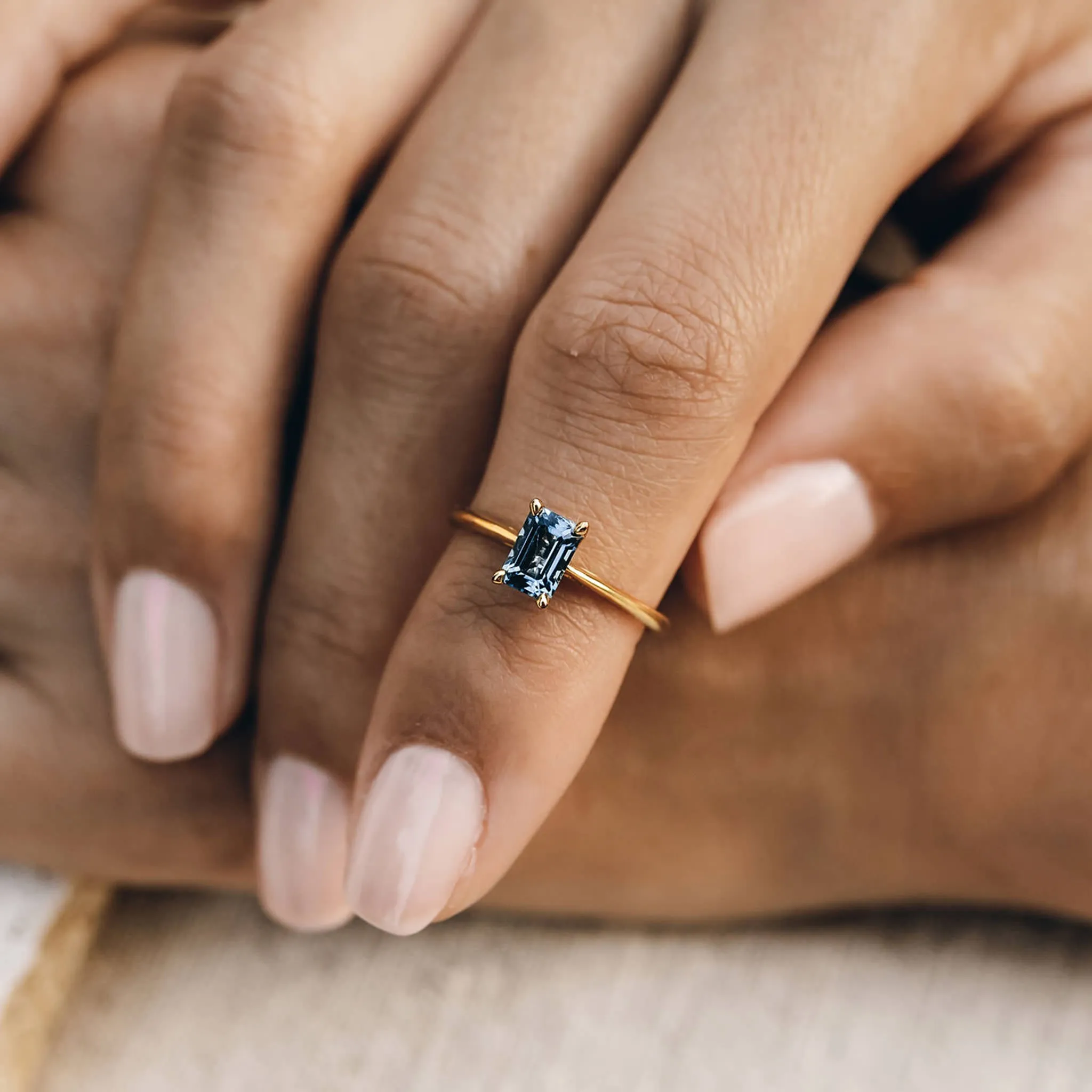 Baguette Ring London Blue Topaz - Charlotte