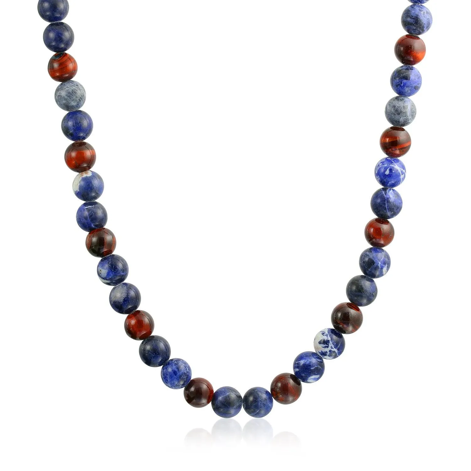 Bali Style Gemstone Sodalite Tiger Eye Bead Strand Necklace for Men