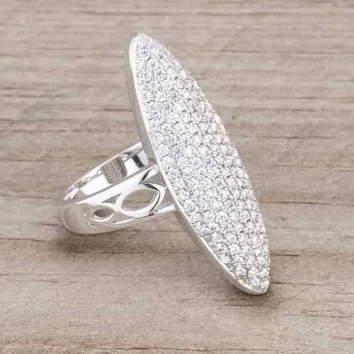 Bella 2.3ct CZ Rhodium Contemporary Cocktail Ring