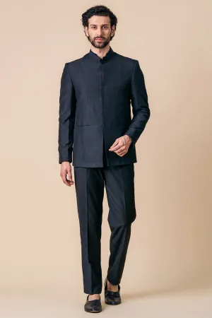 Black Bandhgala with Single Top Button