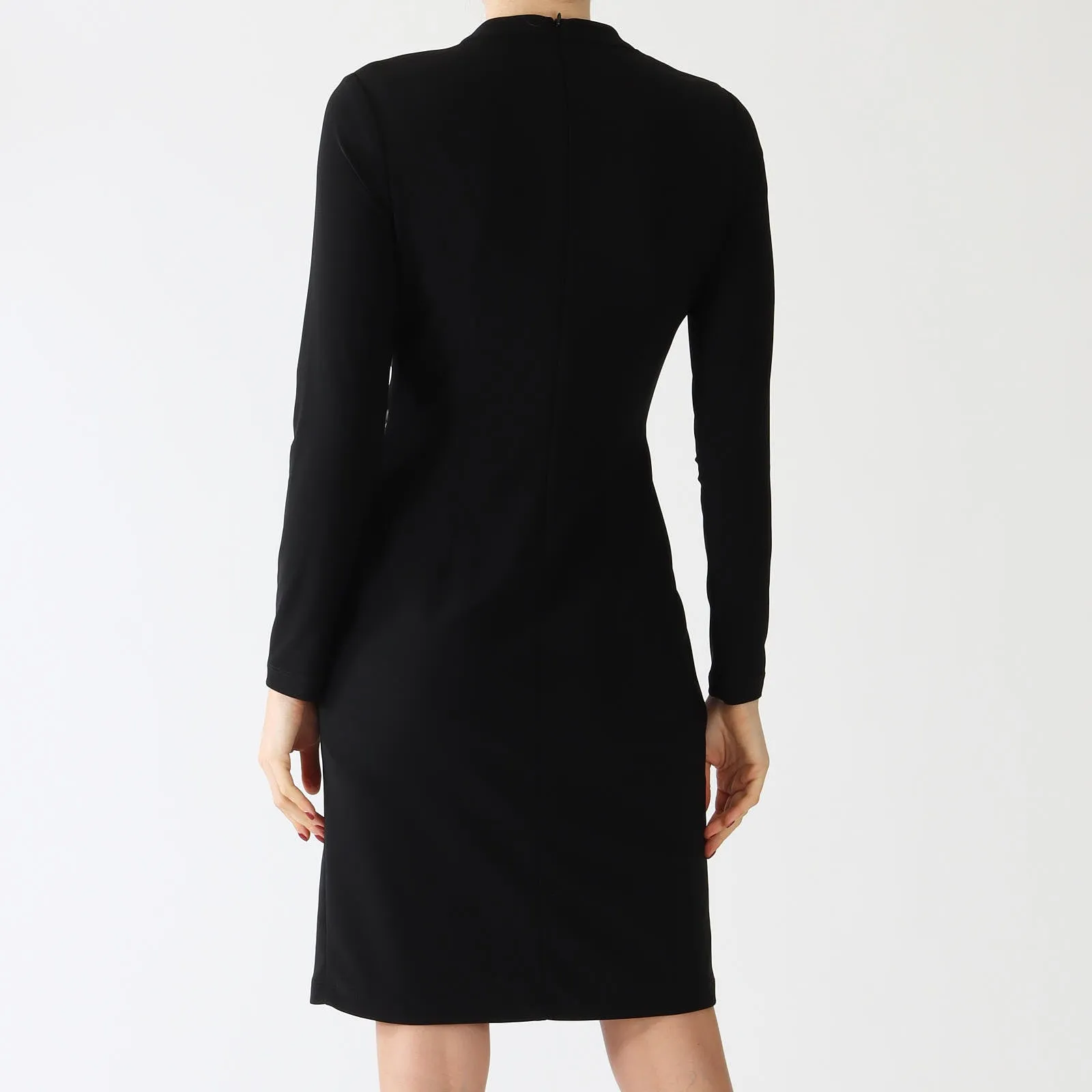 Black Faux Leather Trim Dress