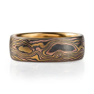 Bold 18kt Gold Mokume Gane Ring